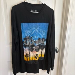OG Hustle Black Blue California Graphic Long Sleeve T-Shirt Size X Large